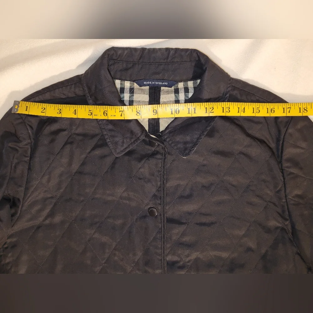 Burberry London Black Quilted Nova Check Snap Close Front Pockets Sz Lg Reg - Picture 3 of 12